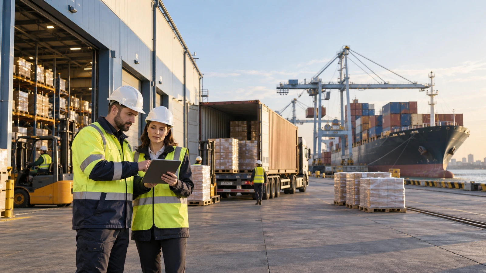UA: Explain how goods move from production to international buyers.